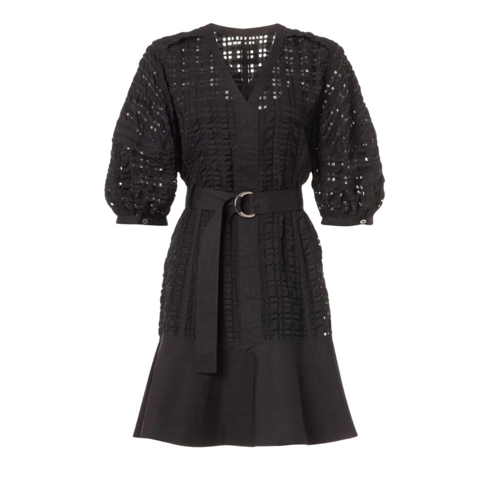3.1 Philip Lim Black Puff Sleeve Mini Dress SMALL Designer Boho Cottage $595 - Picture 6 of 11